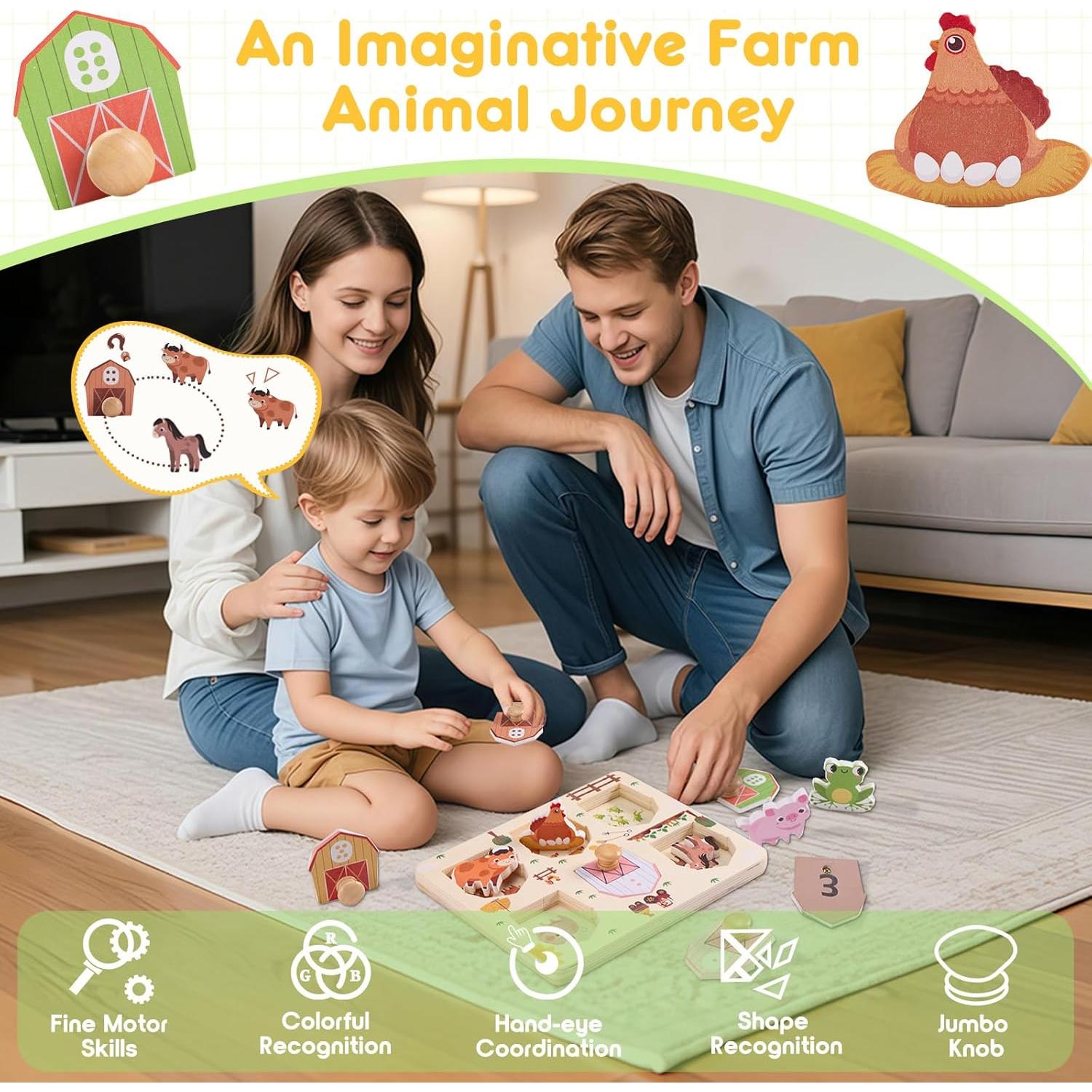 Rompecabezas de Madera Sortnic para Niños 1-3 Años Animales