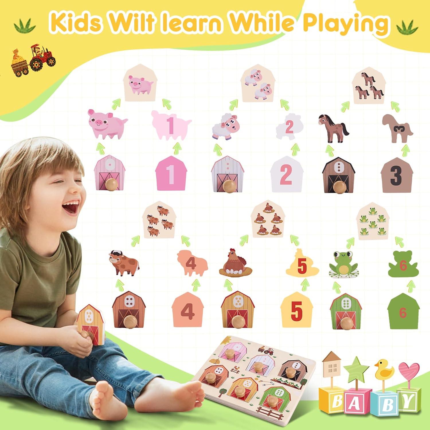 Rompecabezas de Madera Sortnic para Niños 1-3 Años Animales