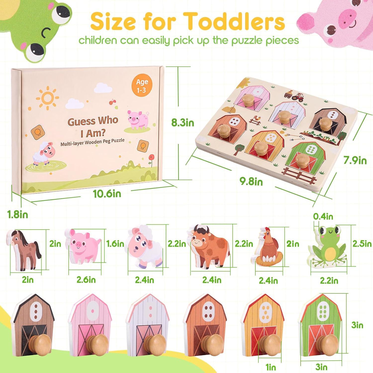 Rompecabezas de Madera Sortnic para Niños 1-3 Años Animales