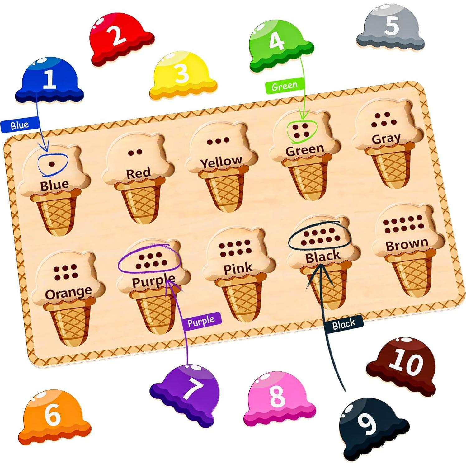 Rompecabezas de Madera ZHIWUZHU Helado Educativo 30x17cm