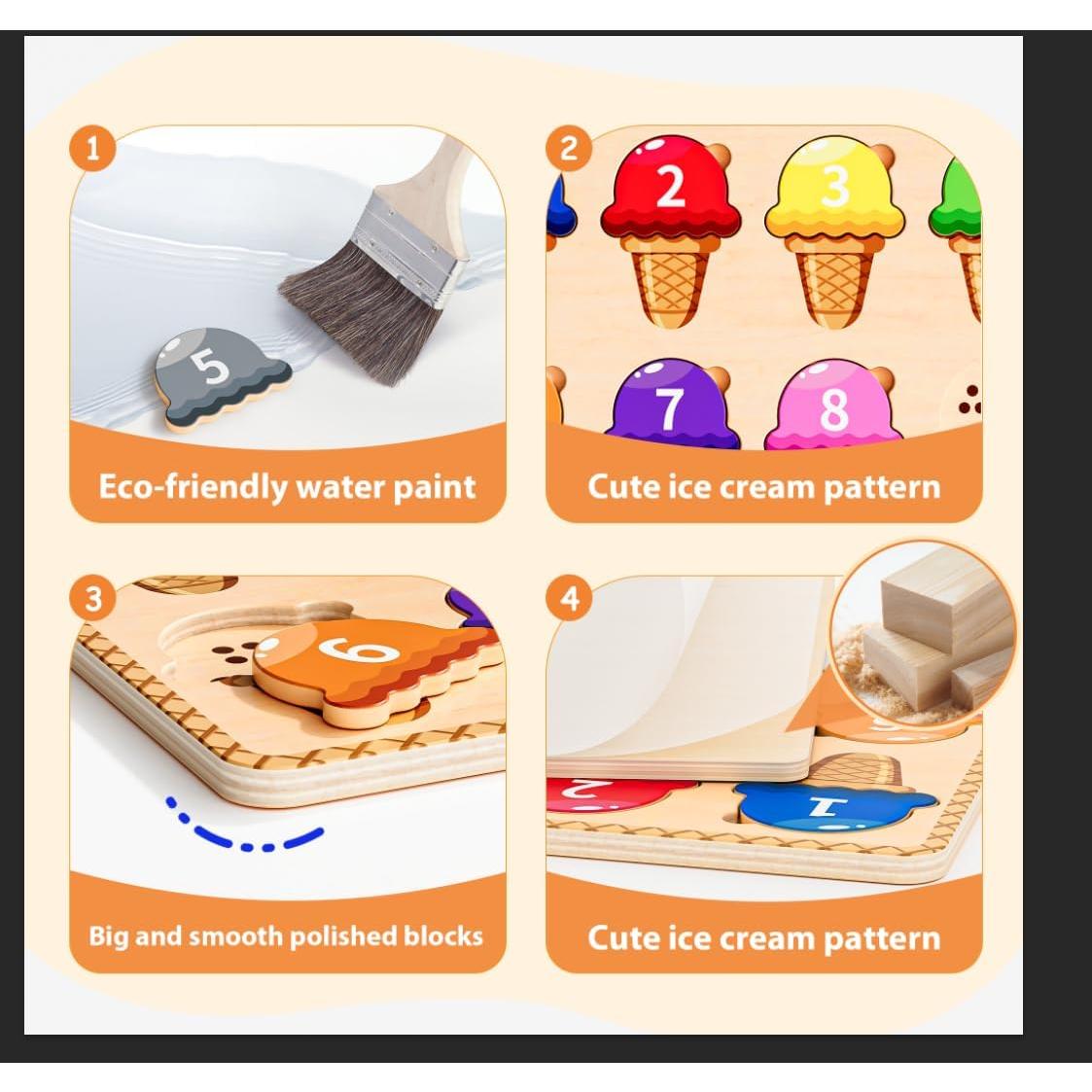Rompecabezas de Madera ZHIWUZHU Helado Educativo 30x17cm
