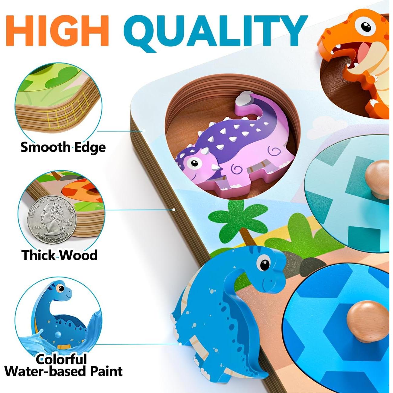 Rompecabezas de Madera EDUJOY Dinosaurios 22.86x17.27cm