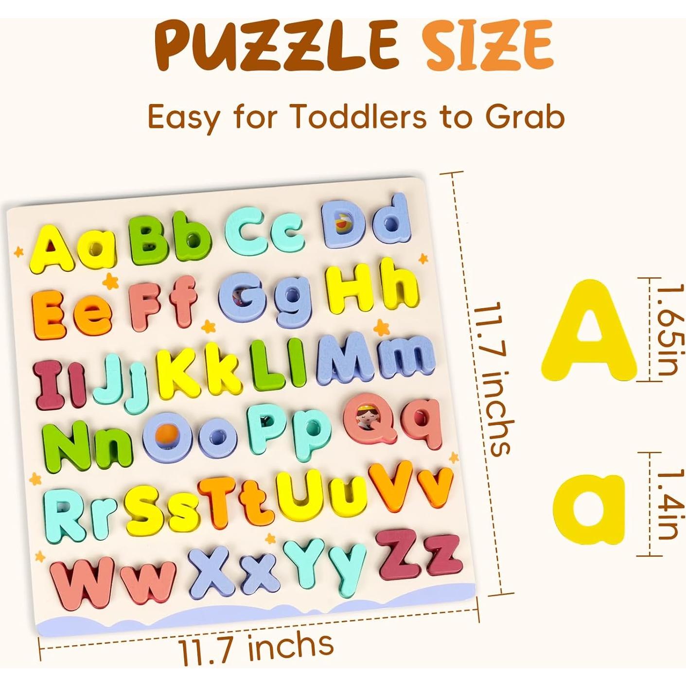 Rompecabezas de Alfabeto de Madera CHHQLZS 29.7x29.7cm para Niños