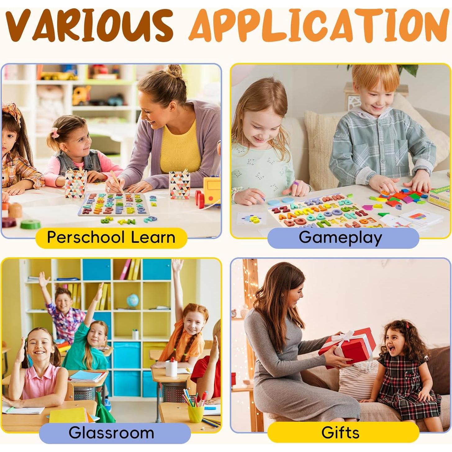 Rompecabezas de Alfabeto de Madera CHHQLZS 29.7x29.7cm para Niños