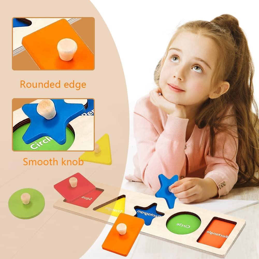 Rompecabezas de Madera Montessori XUANYUQL 5 Formas 24cm