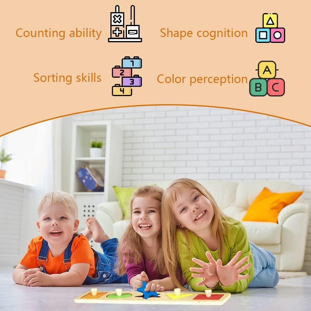 Rompecabezas de Madera Montessori XUANYUQL 5 Formas 24cm