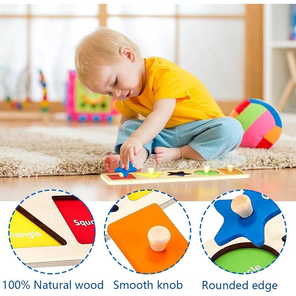 Rompecabezas de Madera Montessori XUANYUQL 5 Formas 24cm