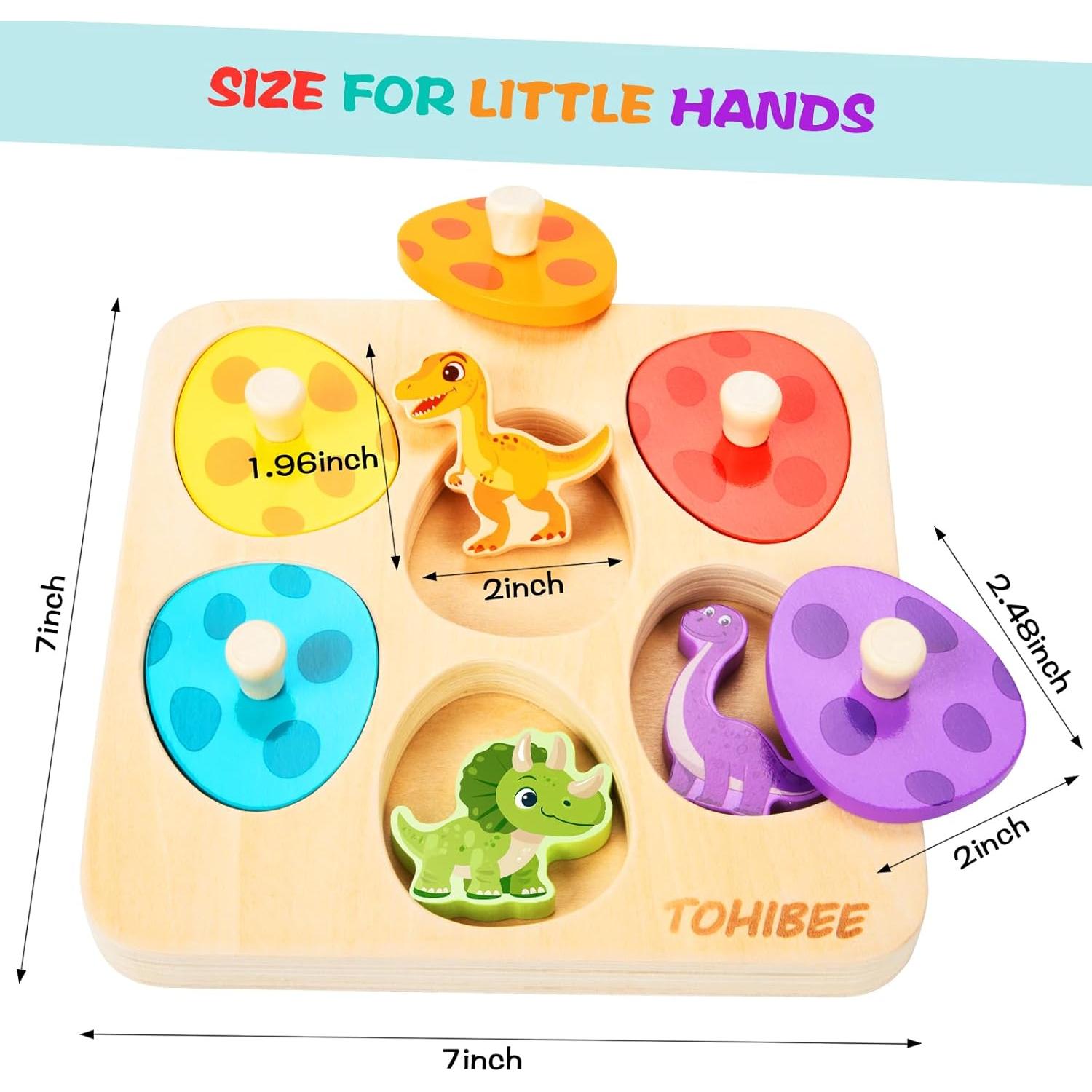 Rompecabezas de Madera Tohibee Dinosaurios 6 Piezas 1-3 Años