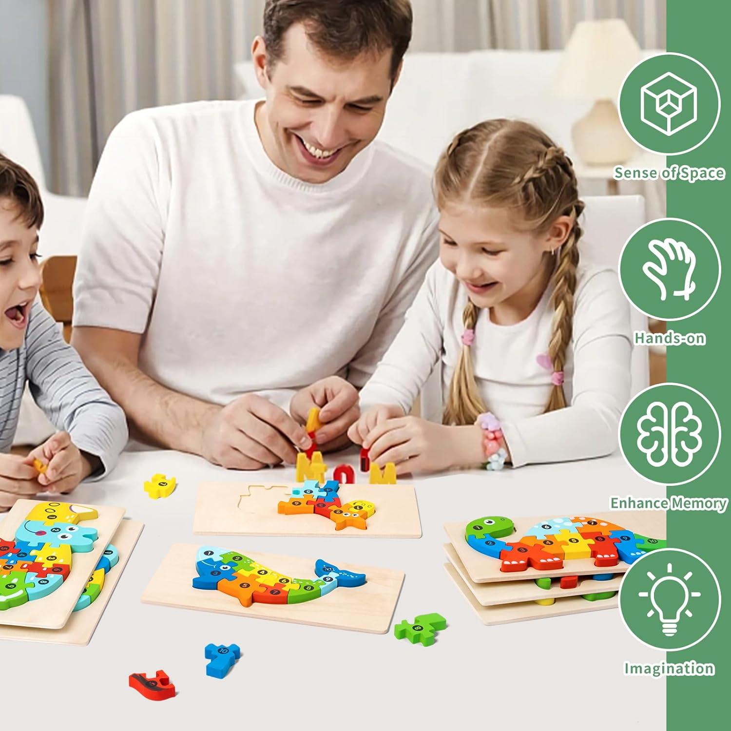 Rompecabezas de Madera de Animales Montessori - 7 Piezas