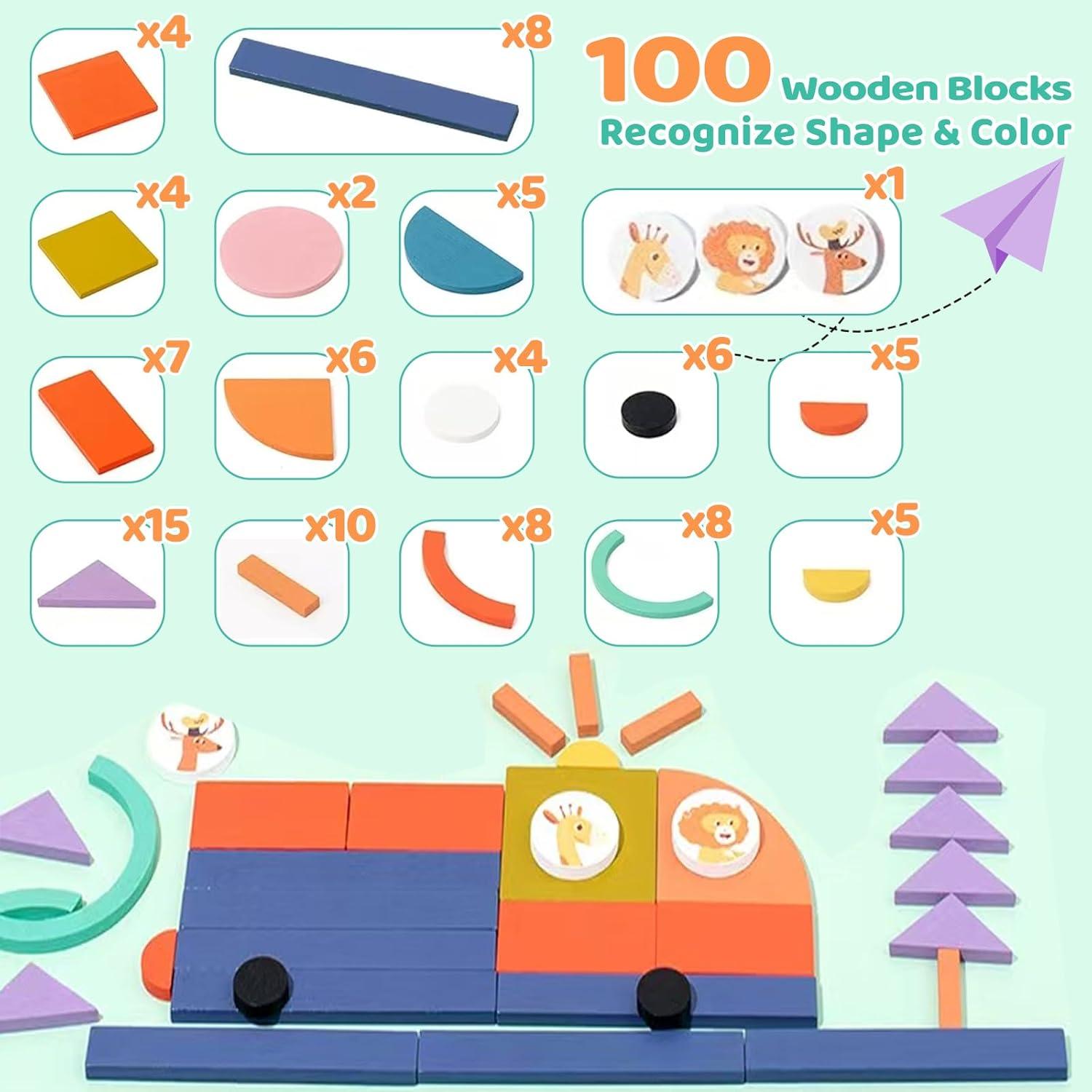 Rompecabezas de Formas de Madera Leedelife 100 Piezas Educativo