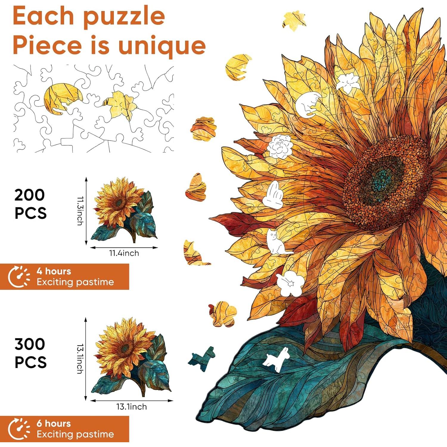 Rompecabezas de Madera Girasol MYS A·U·R 200 Piezas 29x28.7cm