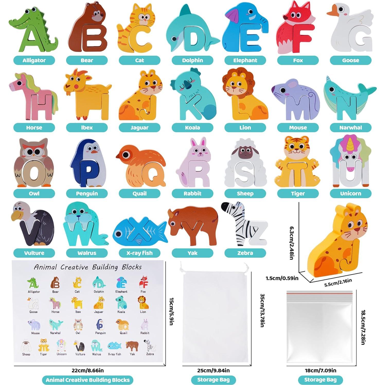 Rompecabezas de Madera Montessori ABC para Niños 3-5 Años