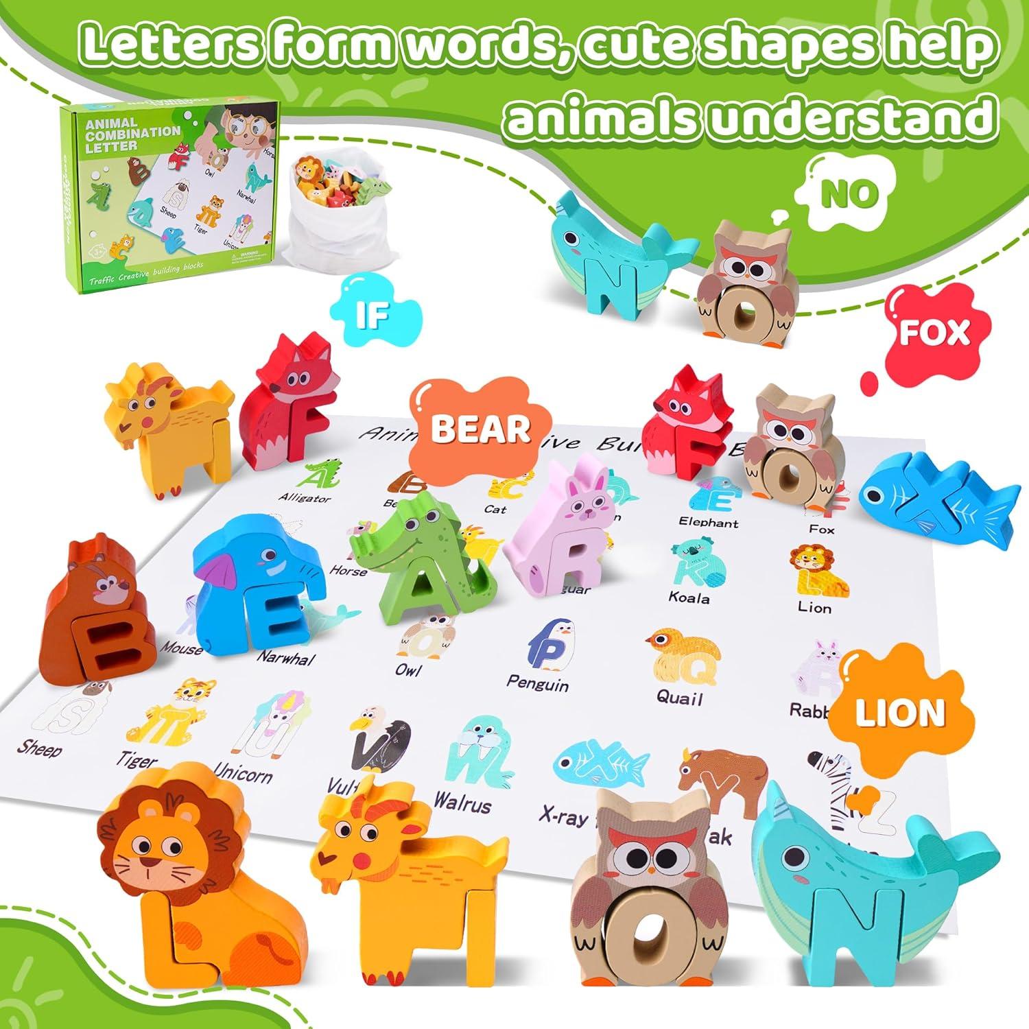 Rompecabezas de Madera Montessori ABC para Niños 3-5 Años