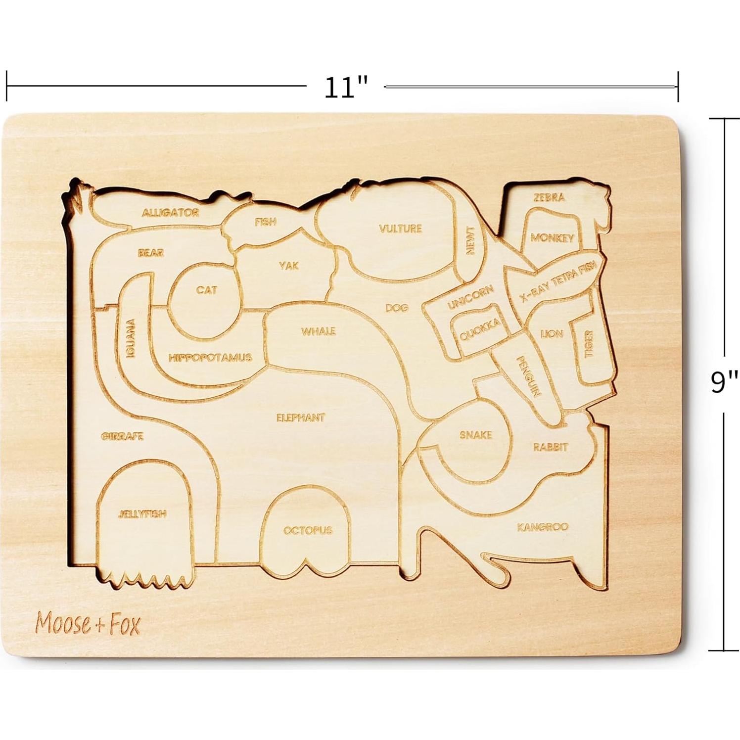 Rompecabezas de Alfabeto de Animales de Madera Moose + Fox