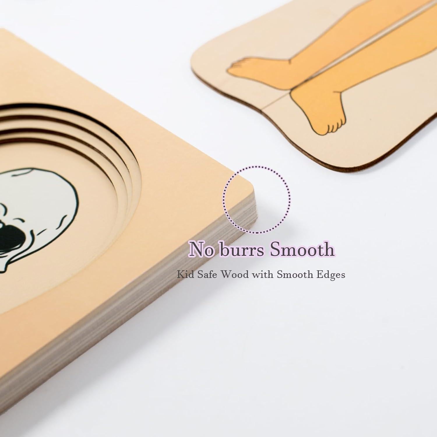 Rompecabezas de Partes del Cuerpo de Madera para Niños 3-8 Años