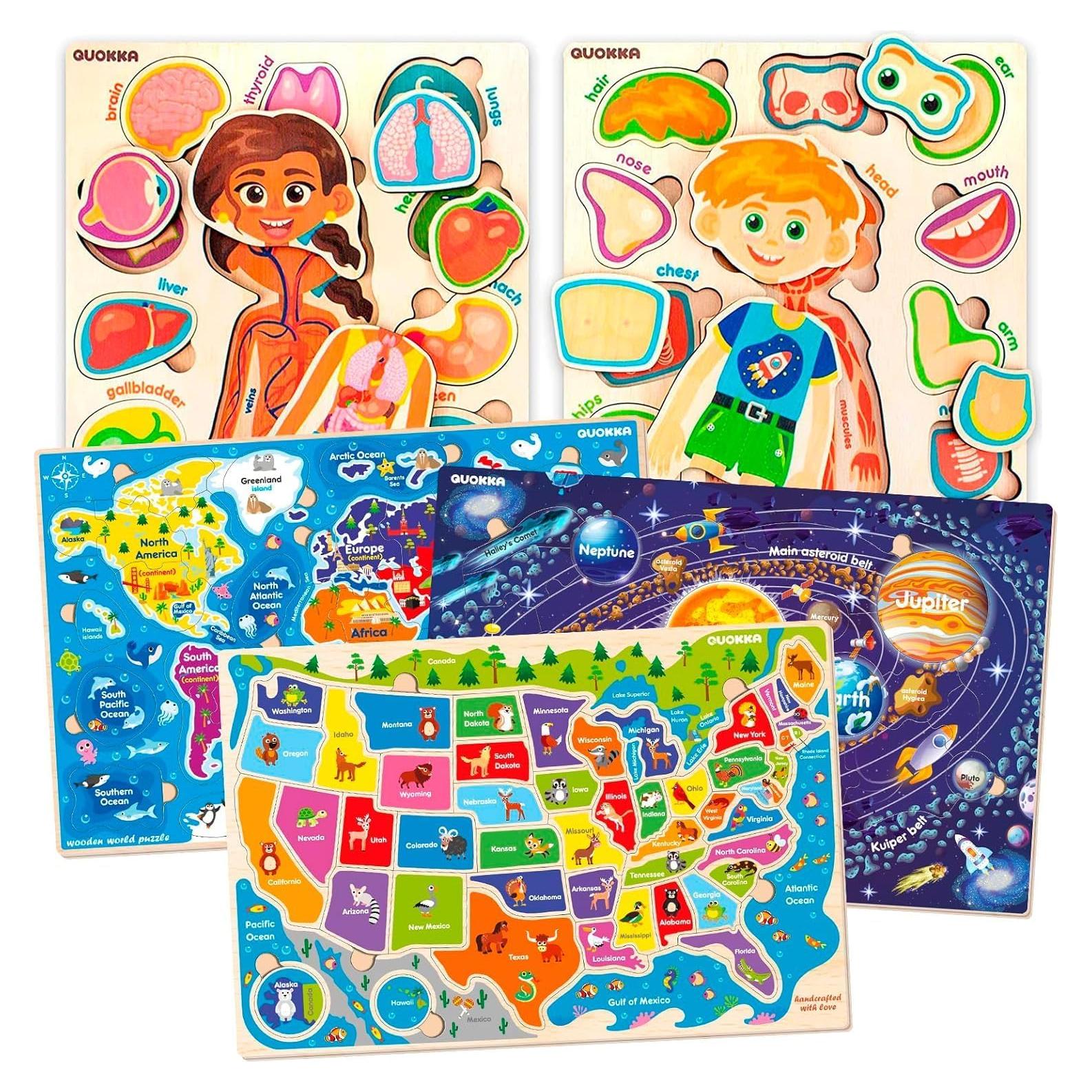 Puzzle Educativo Quokka Mapa EE. UU. 100 Piezas + Cuerpo Humano