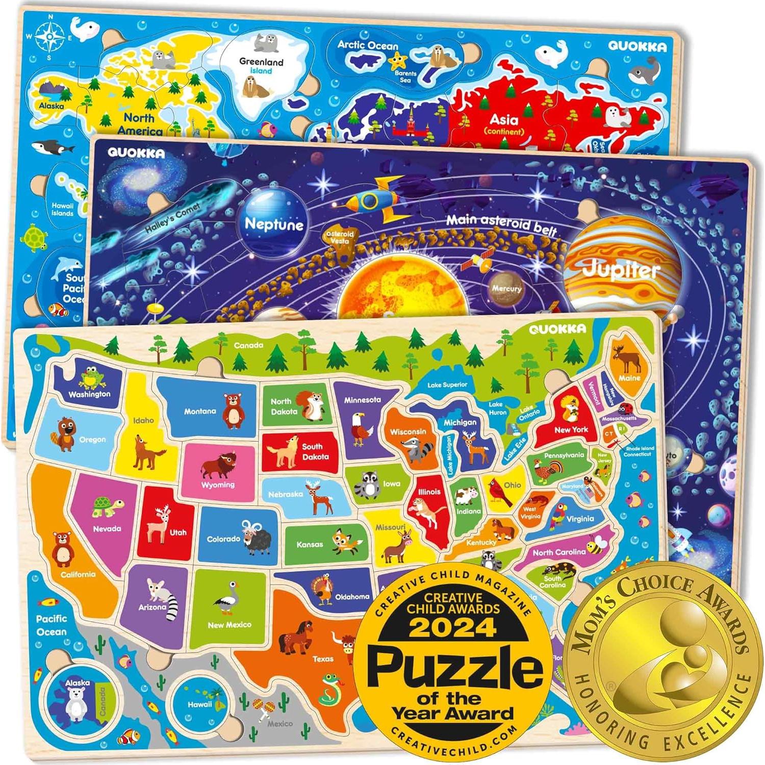 Puzzle Educativo Quokka Mapa EE. UU. 100 Piezas + Cuerpo Humano
