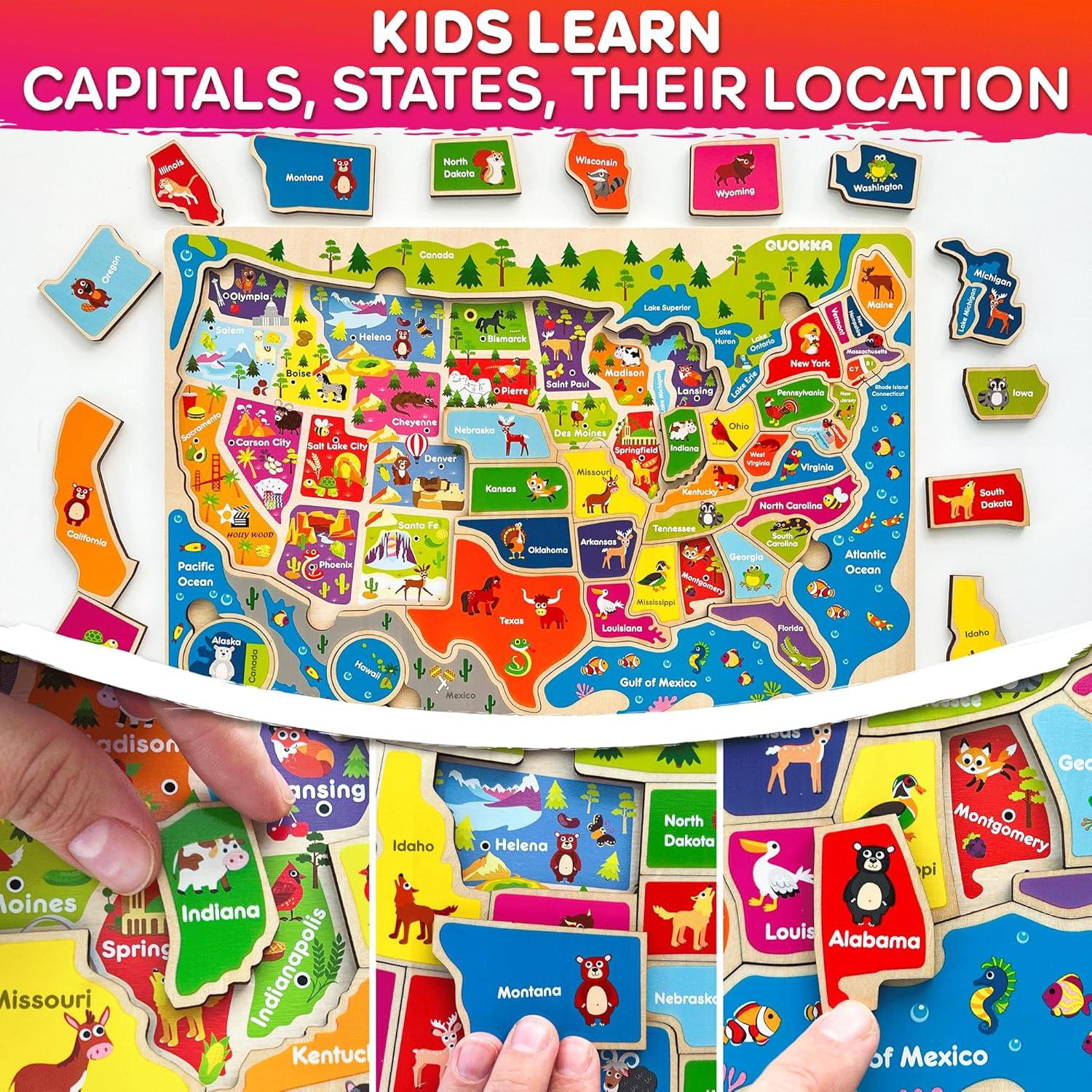 Puzzle Educativo Quokka Mapa EE. UU. 100 Piezas + Cuerpo Humano