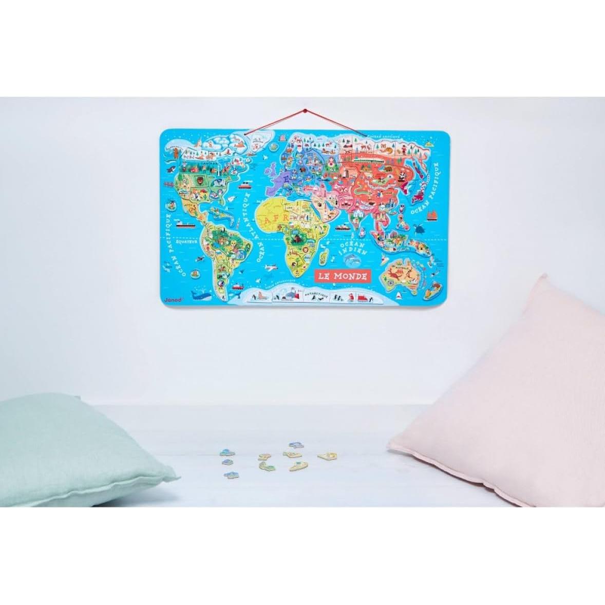 Rompecabezas Magnético Mapa Mundial Janod 92 Piezas 70x43cm