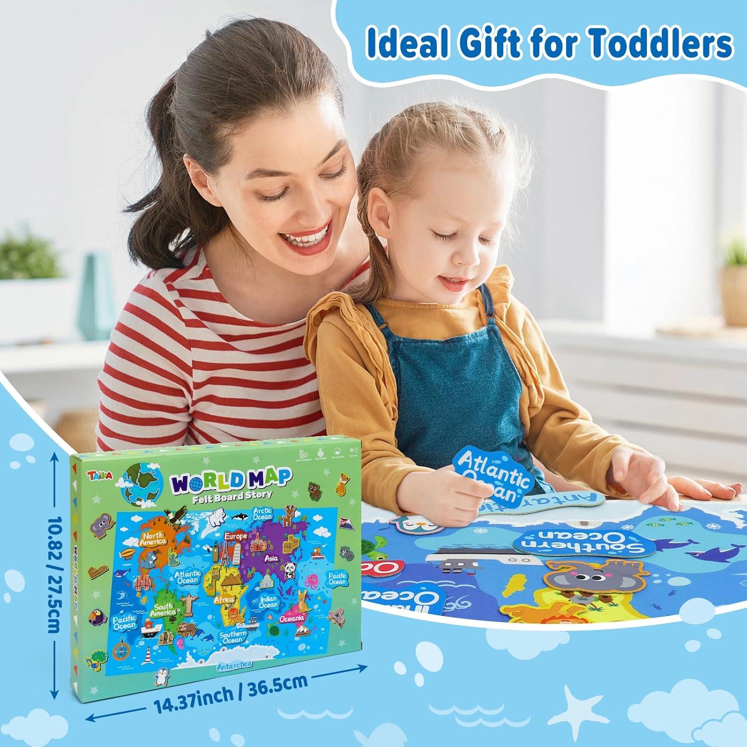 Conjunto de Fieltro Taika - Mapa Mundial Educativo 109x71 cm