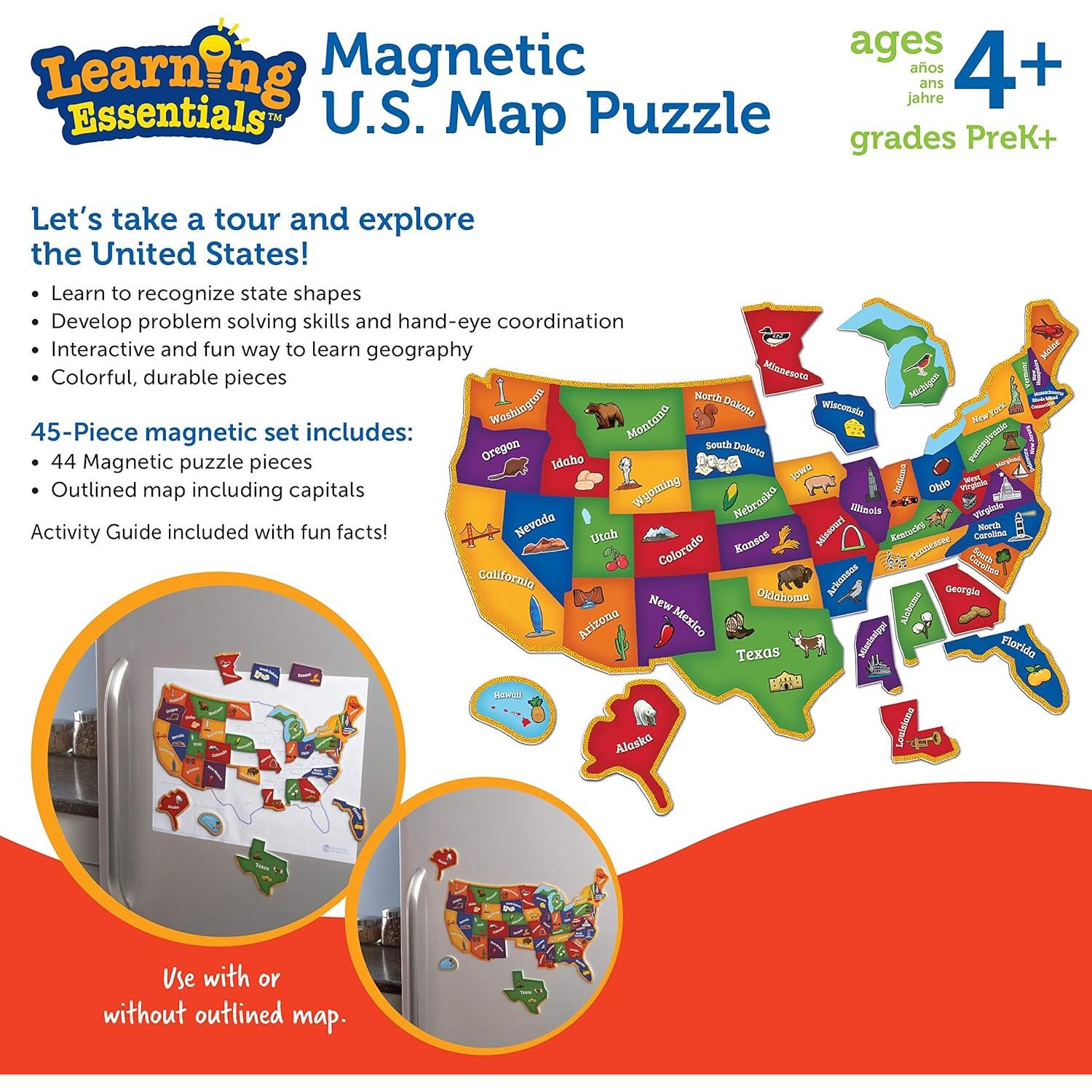 Rompecabezas Magnético de Geografía EE. UU. Learning Resources 45 Piezas