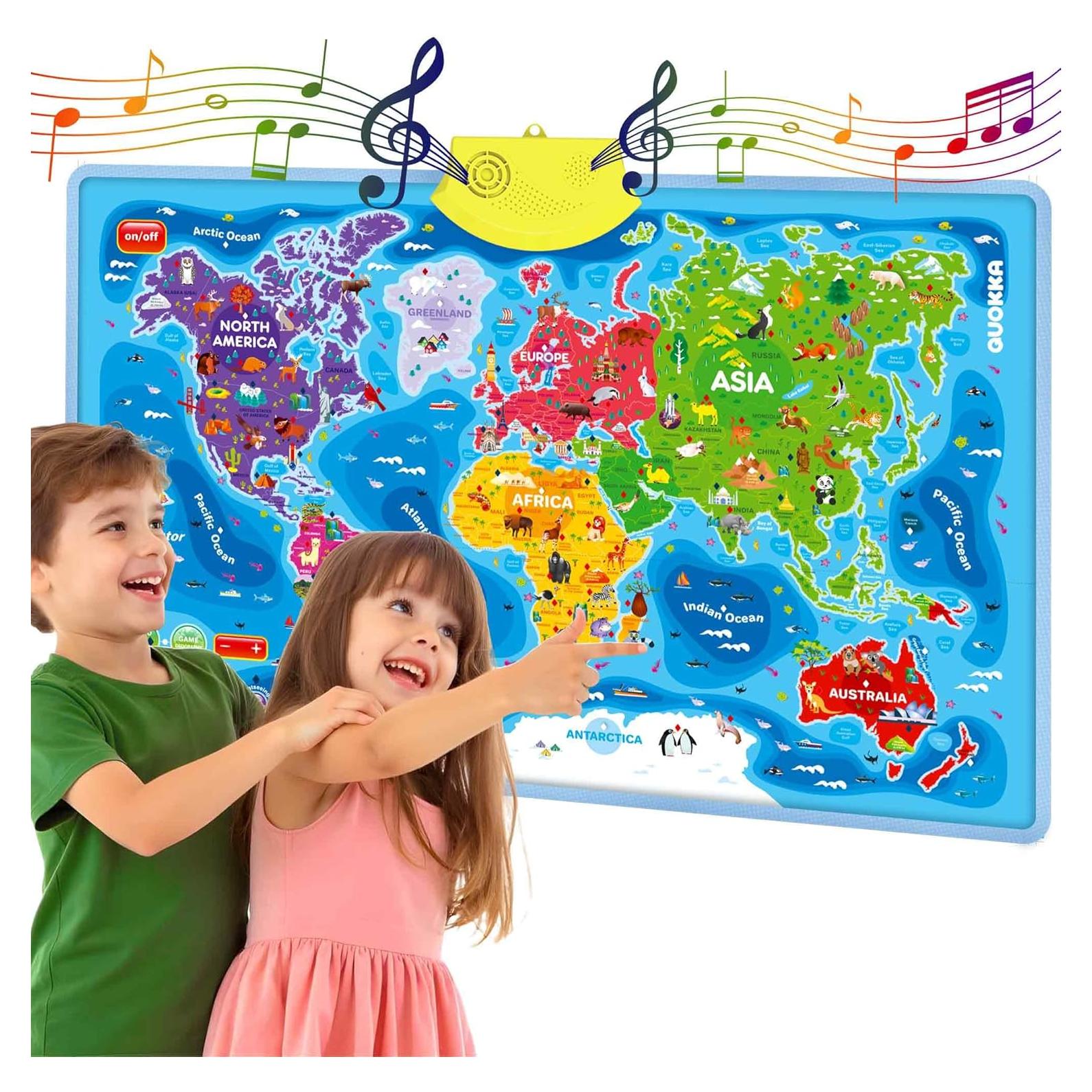 Póster Educativo Interactivo QUOKKA Mapa Mundial 3-7 Años