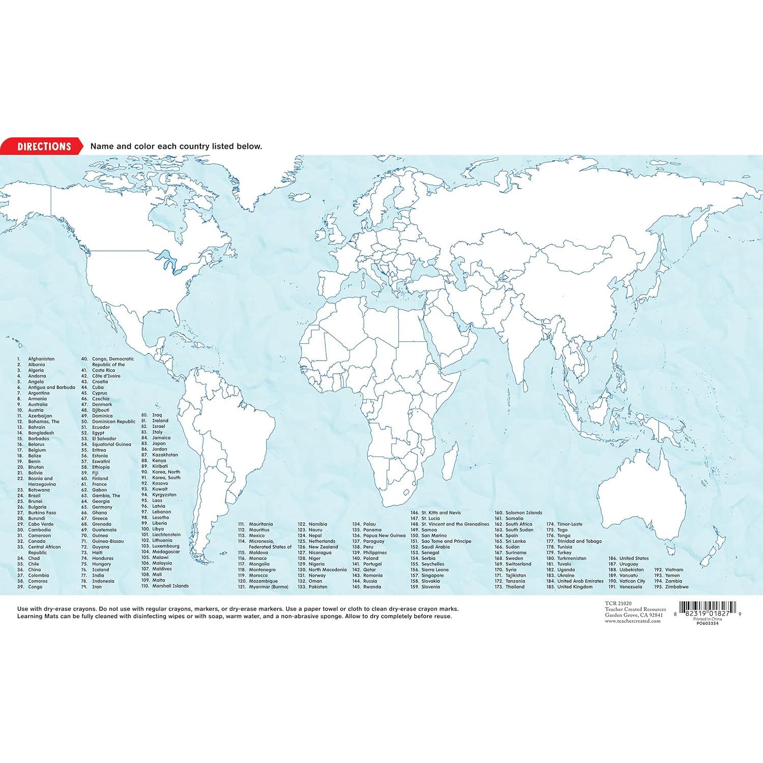 Manta de Aprendizaje Mapa Mundial Teacher Created Resources
