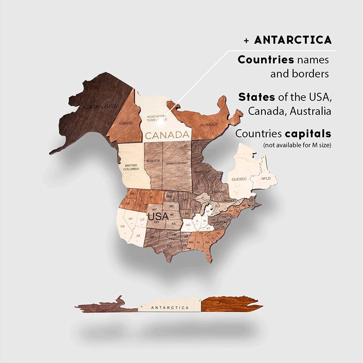 Mapa Mundial de Madera 3D EnjoyTheWood - Decoración Pared M