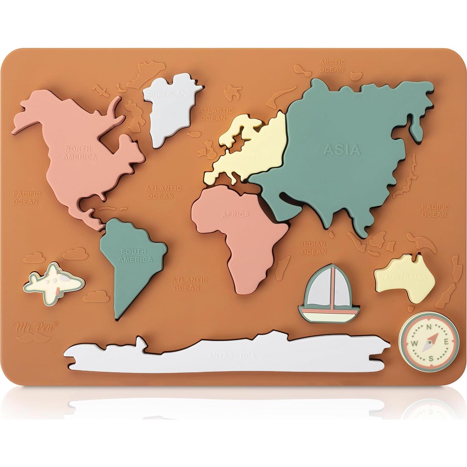 Rompecabezas de Mapa Mundial de Silicona Mr. Pen 29.2x20.8 cm