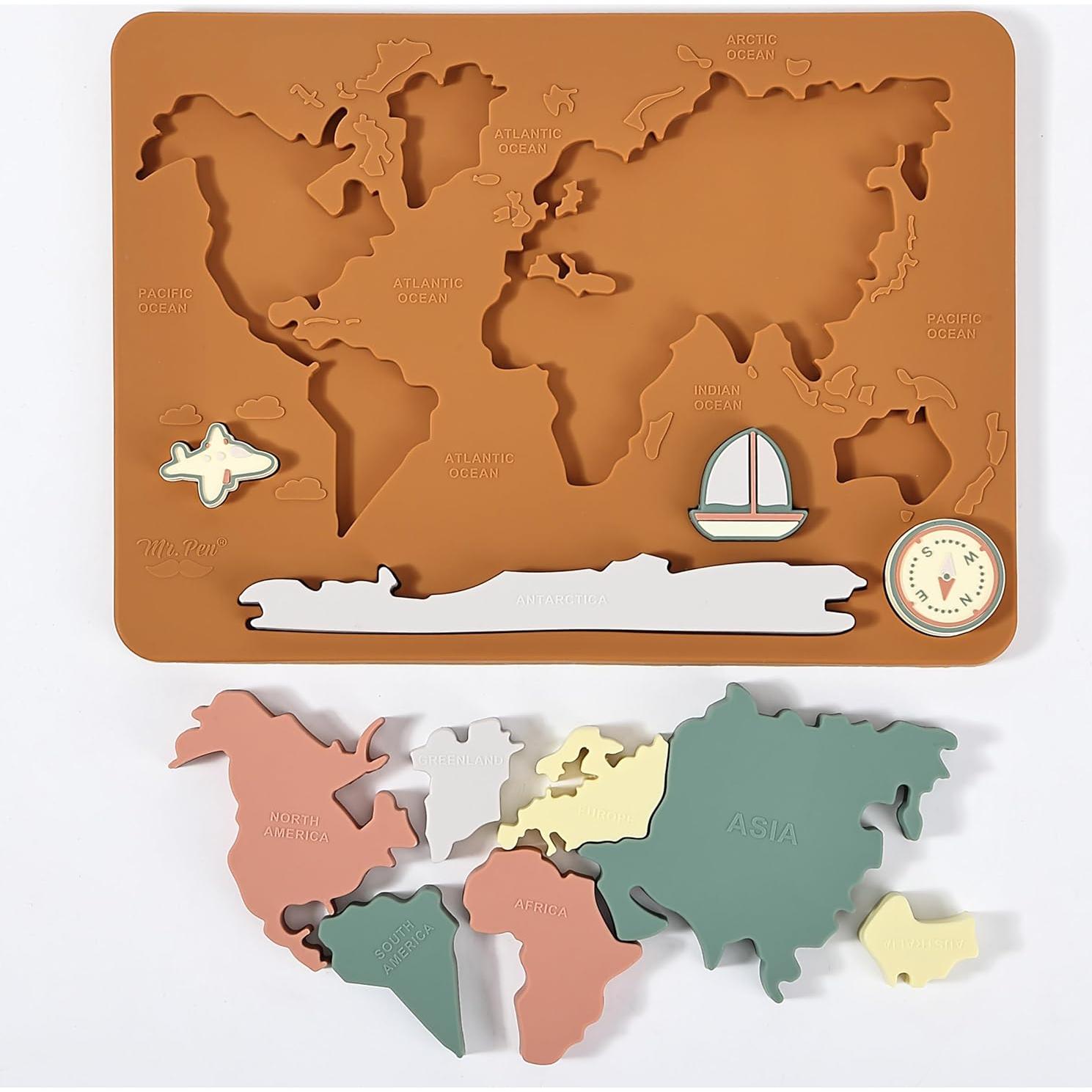 Rompecabezas de Mapa Mundial de Silicona Mr. Pen 29.2x20.8 cm