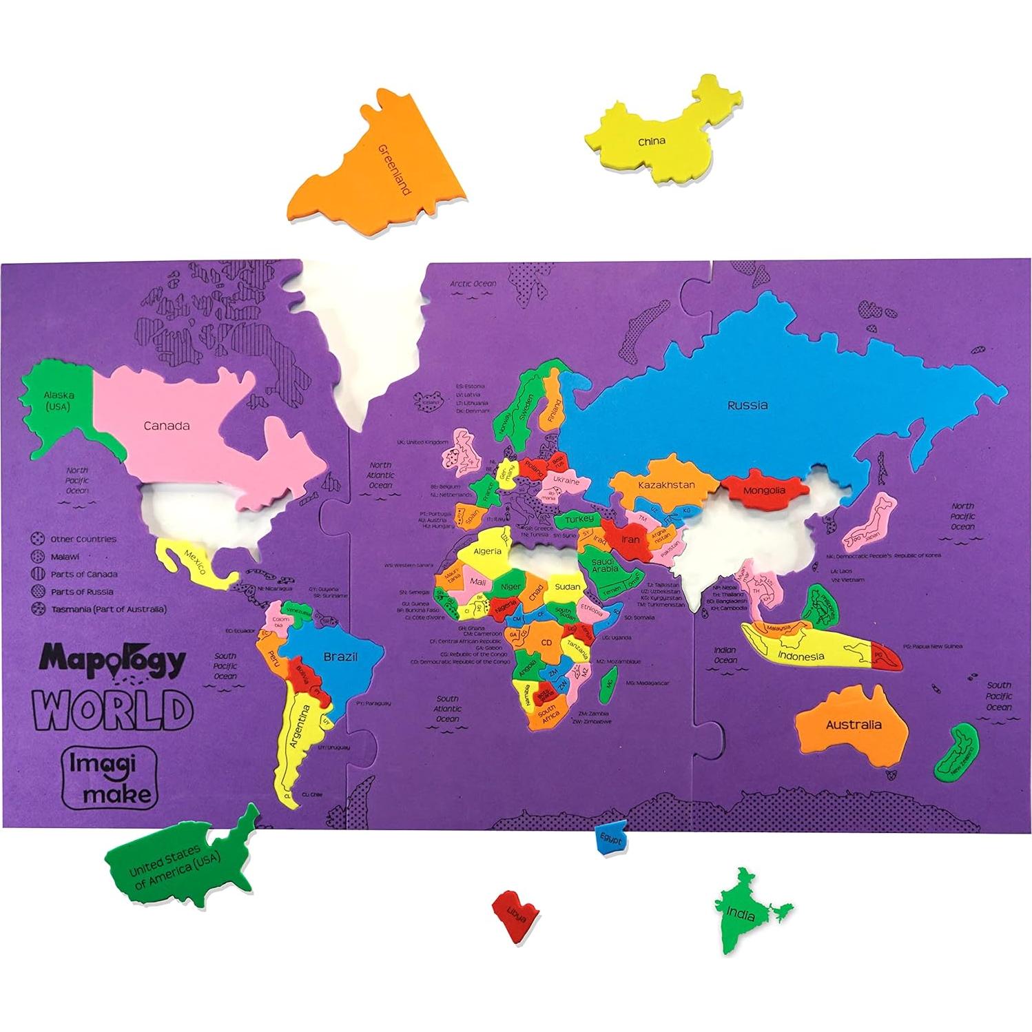 Rompecabezas Mapa del Mundo Imagimake 65 Piezas 5 Años+
