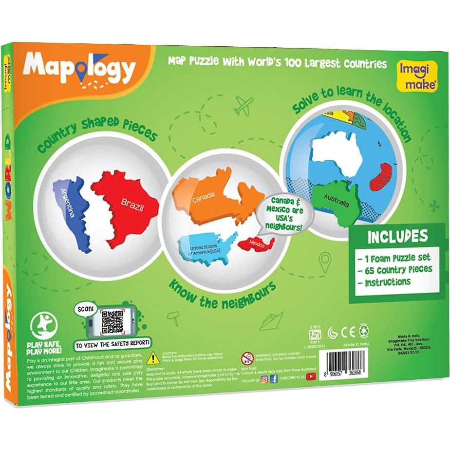 Rompecabezas Mapa del Mundo Imagimake 65 Piezas 5 Años+