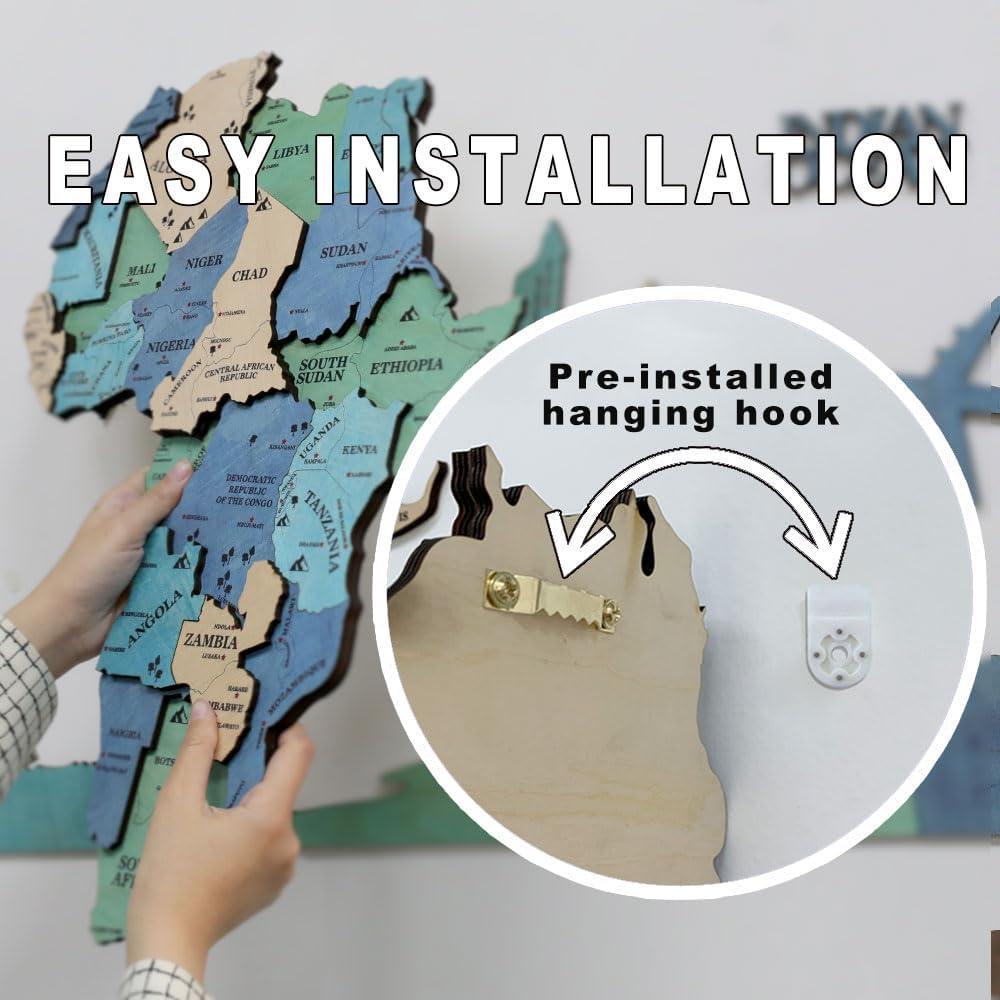 Mapa Mundial de Madera 3D Insulvuku - Decoración de Pared L