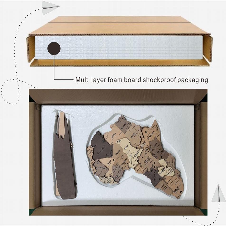 Mapa Mundial de Madera 3D Insulvuku - Decoración de Pared L