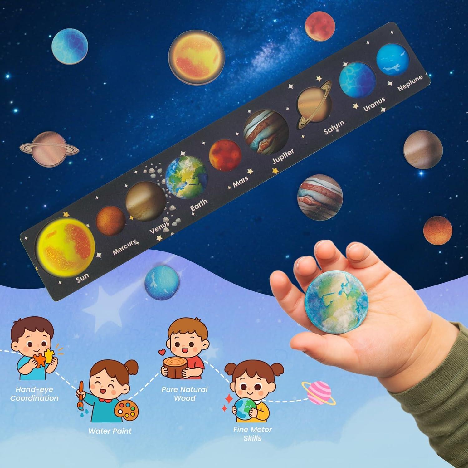 Rompecabezas de Madera Sistema Solar para Niños 3+ WOODENFUN