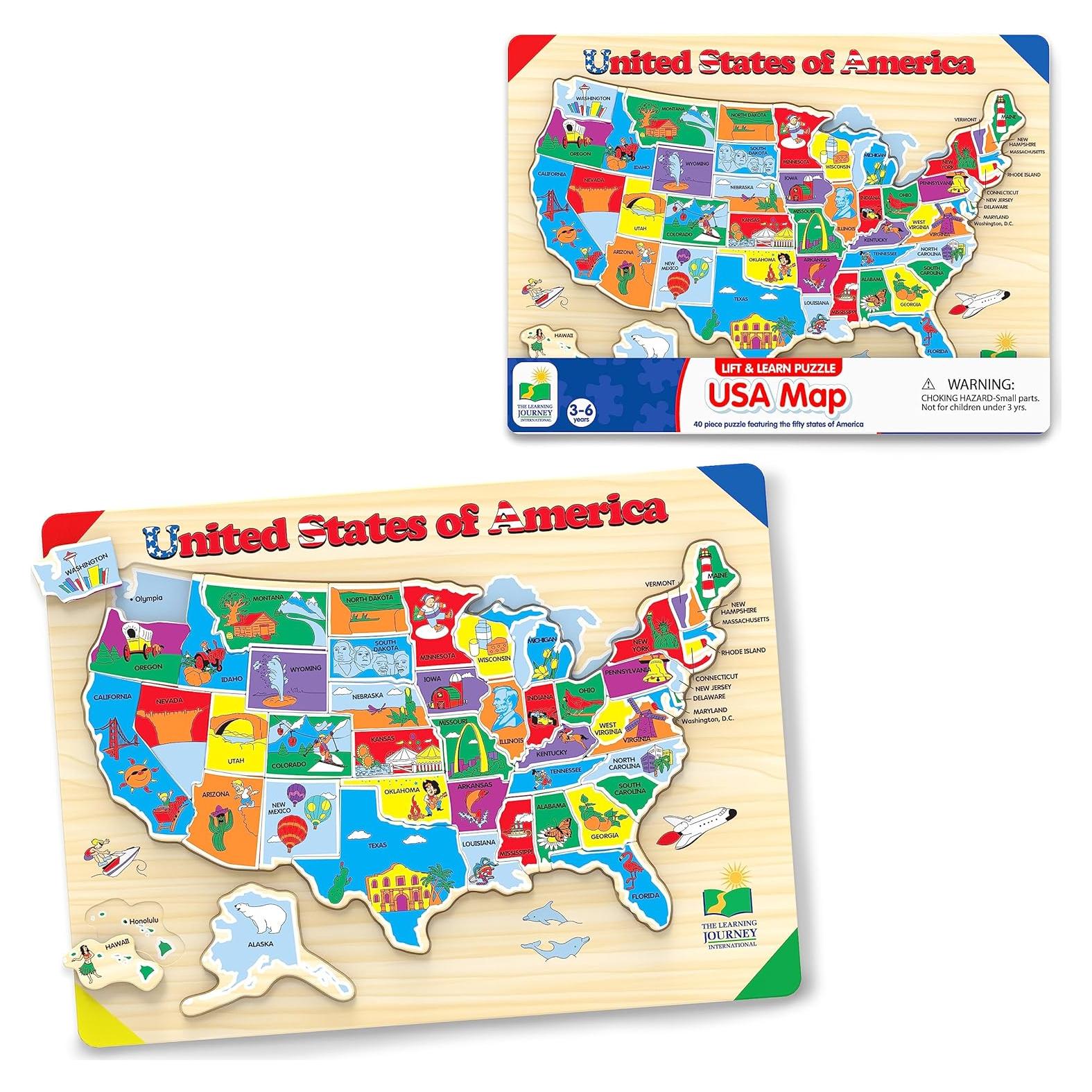 Rompecabezas Lift & Learn Mapa de EE. UU. 40 Piezas 3+ Años