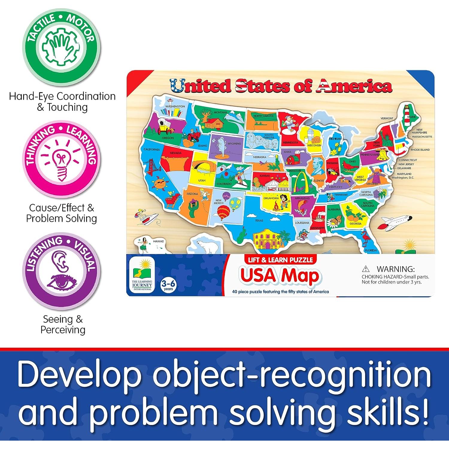 Rompecabezas Lift & Learn Mapa de EE. UU. 40 Piezas 3+ Años