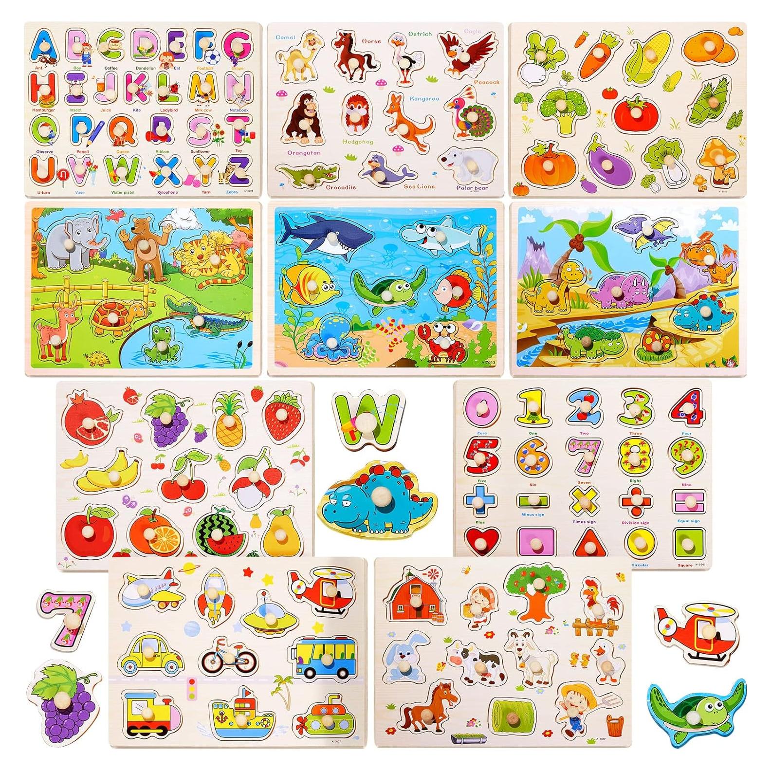 Rompecabezas de Madera Chivao - 10 Piezas para Niños 0-4 Años