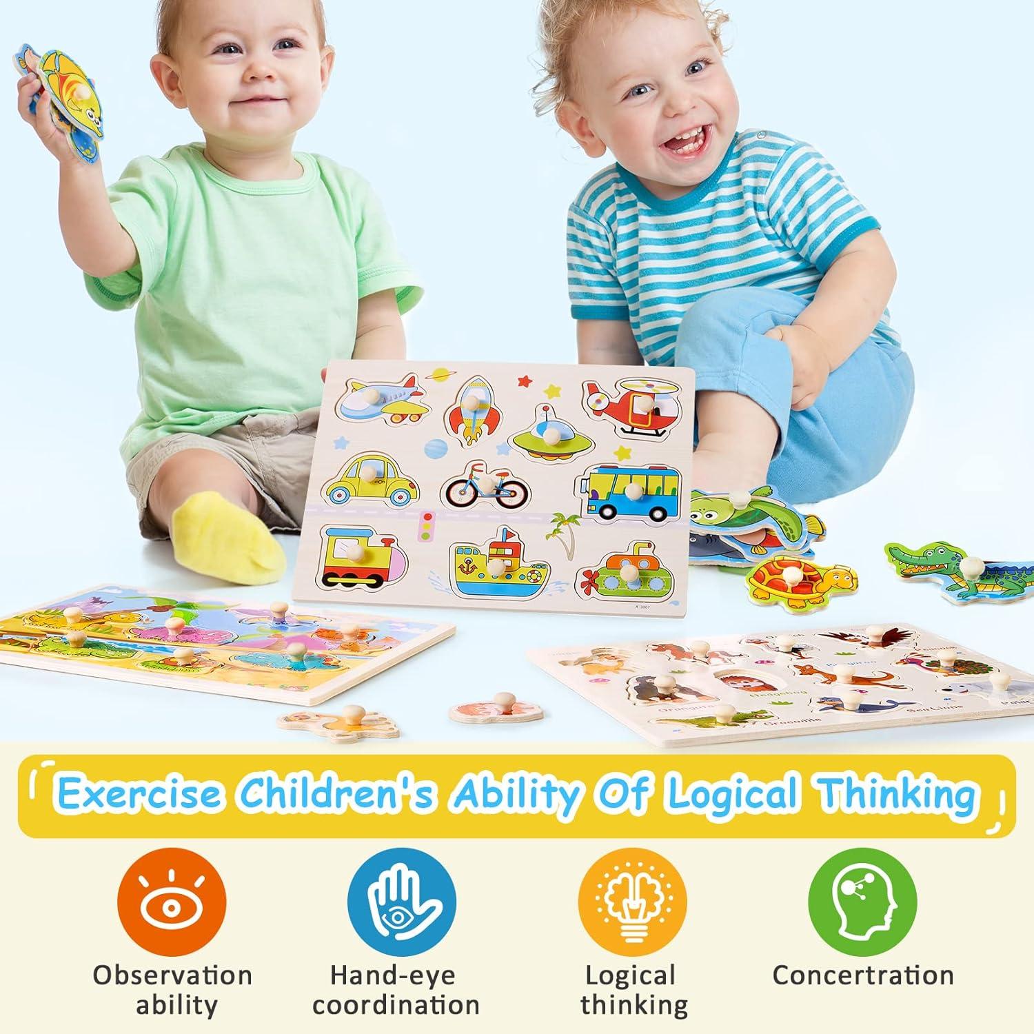 Rompecabezas de Madera Chivao - 10 Piezas para Niños 0-4 Años