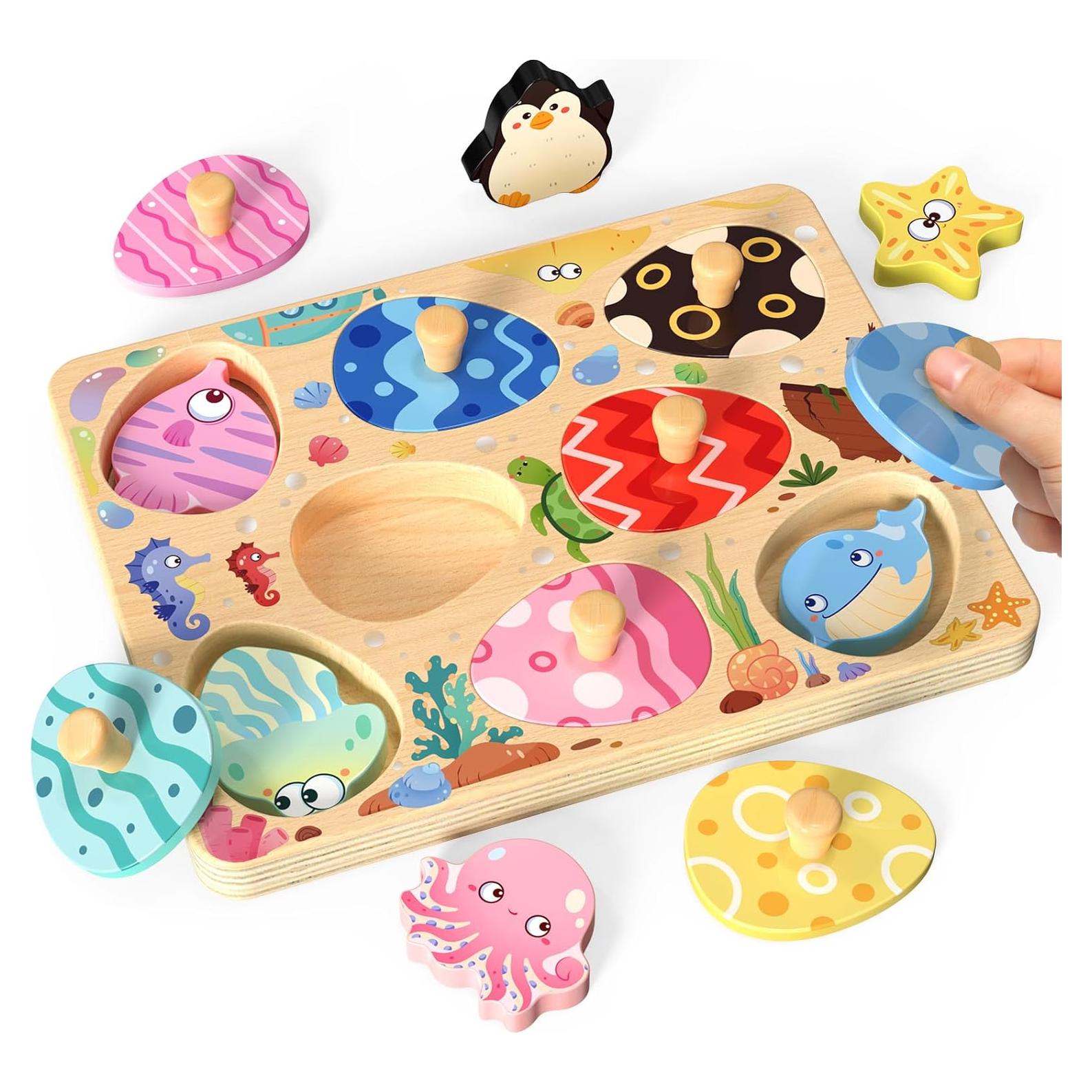 Rompecabezas de Madera Zeoddler 8 Piezas Animales Marinos