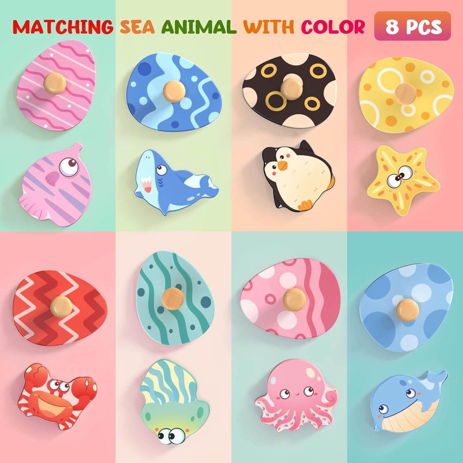 Rompecabezas de Madera Zeoddler 8 Piezas Animales Marinos