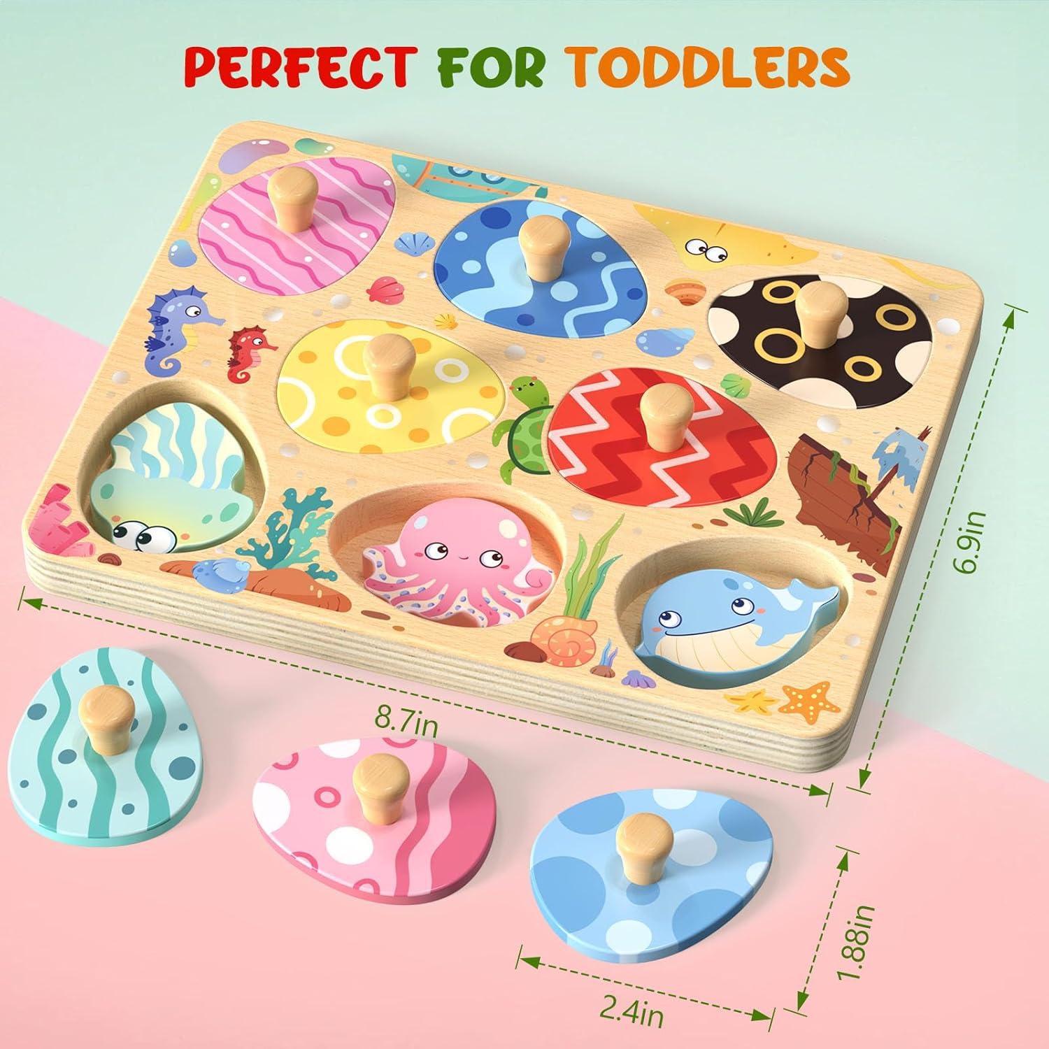 Rompecabezas de Madera Zeoddler 8 Piezas Animales Marinos