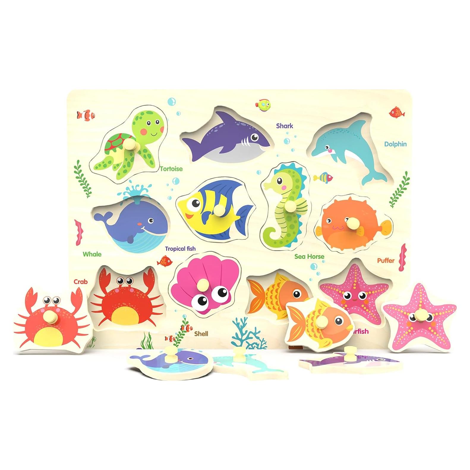 Rompecabezas de Madera May & Z de Criaturas Marinas 11 Piezas