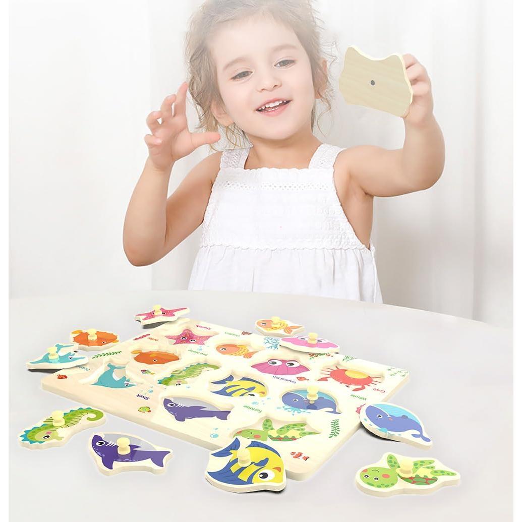 Rompecabezas de Madera May & Z de Criaturas Marinas 11 Piezas