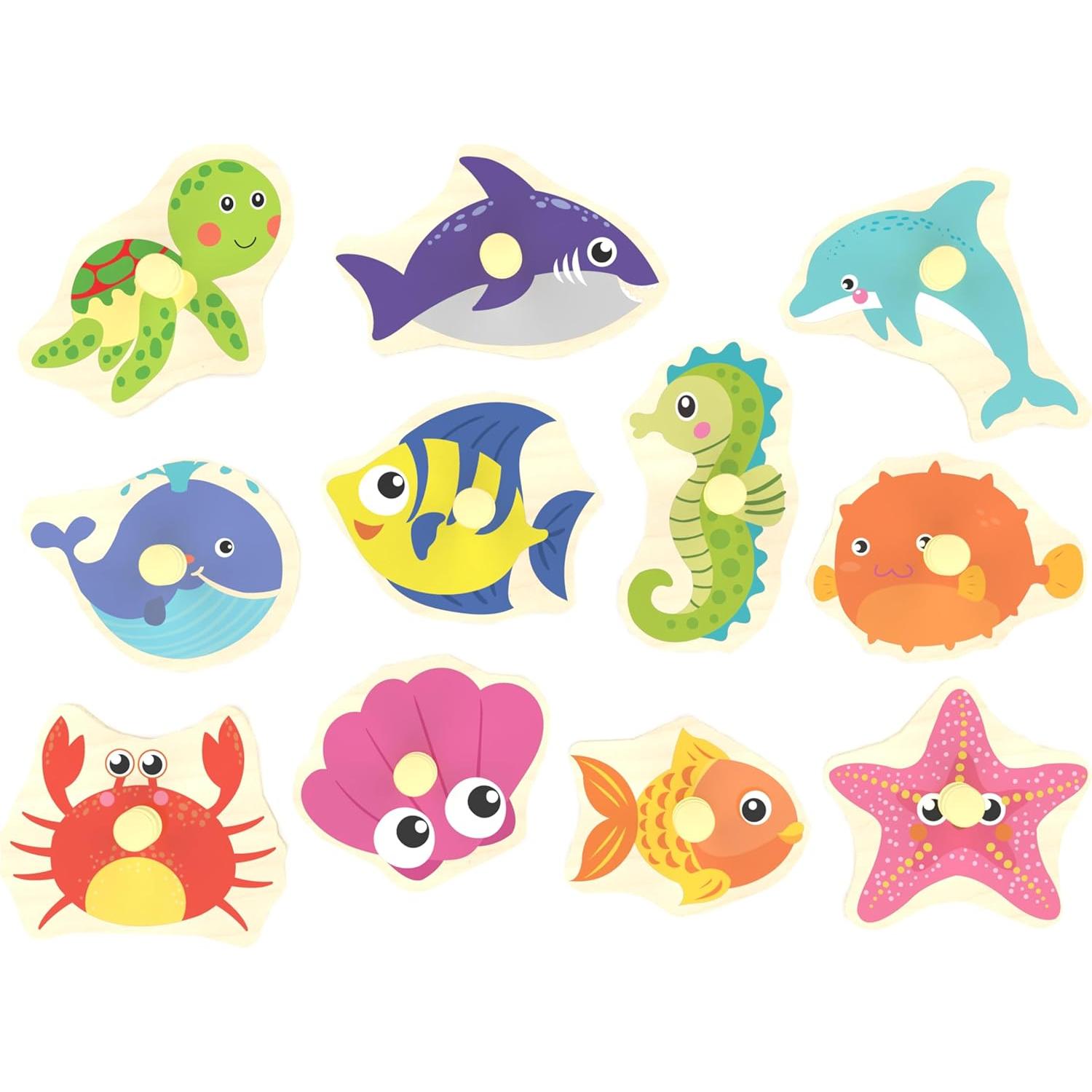 Rompecabezas de Madera May & Z de Criaturas Marinas 11 Piezas