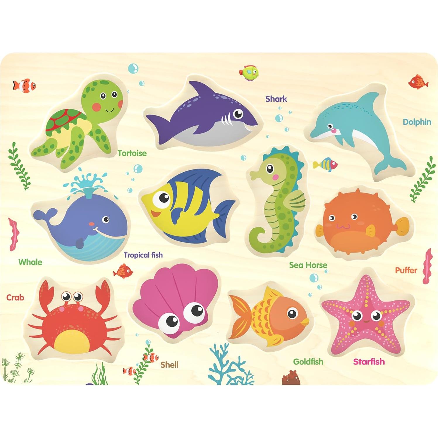 Rompecabezas de Madera May & Z de Criaturas Marinas 11 Piezas