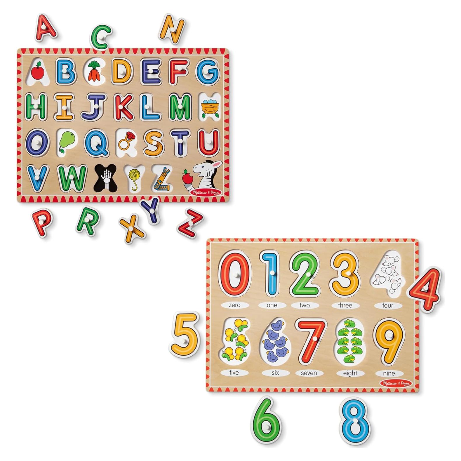Rompecabezas de Madera Melissa & Doug 2-Pack Alfabeto y Números