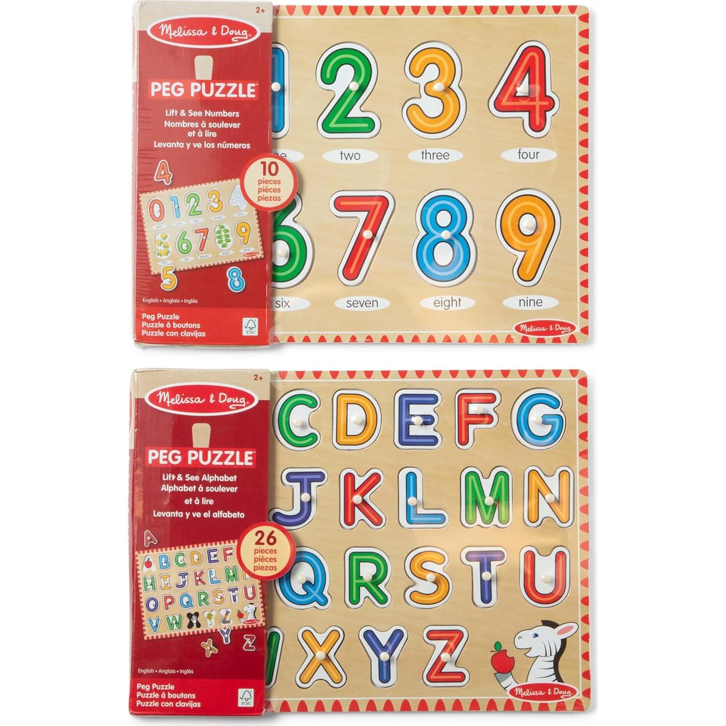 Rompecabezas de Madera Melissa & Doug 2-Pack Alfabeto y Números