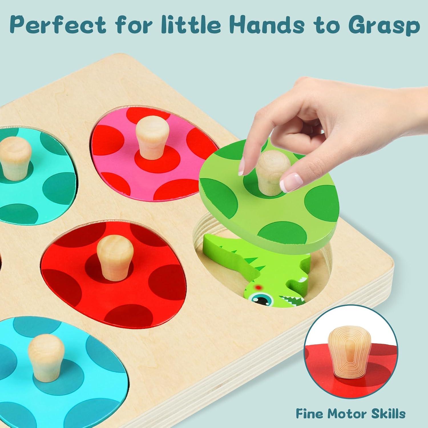 Rompecabezas de Madera Dinosaurio Montessori 6 Piezas 1-3 Años