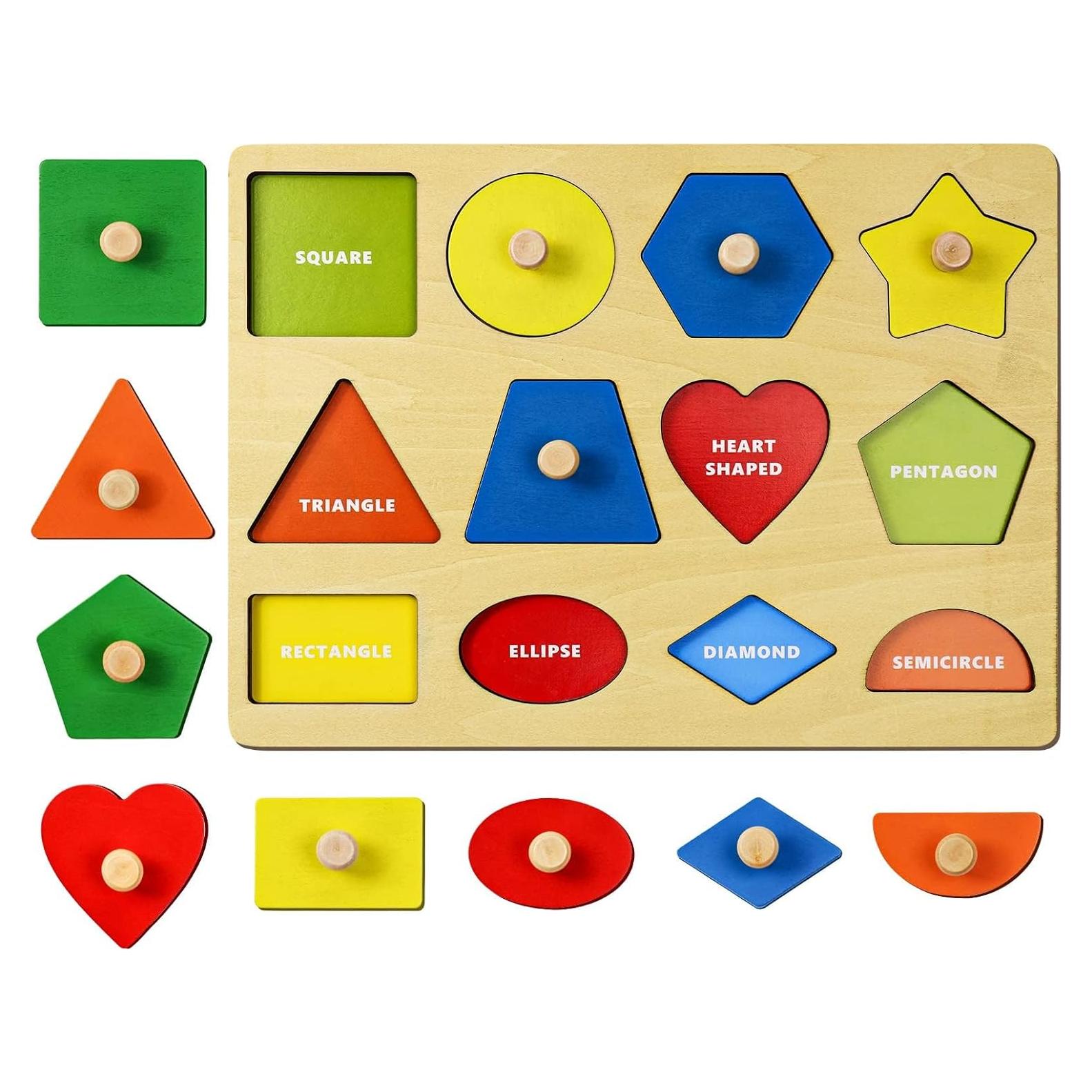 Rompecabezas de Madera Aucuu Geométrico 30x22cm Colorido